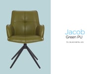 Image 2 of Jacob Green PU Swivel Chair - Set of 2