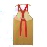 Image 3 of Ochre Denim Apron with Red Crossback Straps. Adult and Child Sizes No7