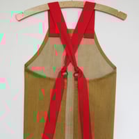 Image 11 of Ochre Denim Apron with Red Crossback Straps. Adult and Child Sizes No7
