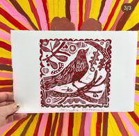 Image 2 of Red Handmade Prints / hares and robins 