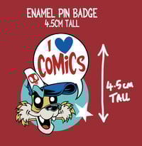 I Love Comics Enamel Double Pin Badge.