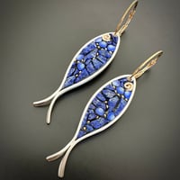 Image 1 of Lapis Fish Earrings 