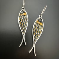 Image 2 of Green and Gold Fish Earrings 