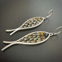 Image 1 of Green and Gold Fish Earrings 
