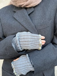 Image 4 of  Merino Wool Hand Warmers with Mother-of-Pearl Buttons grey 