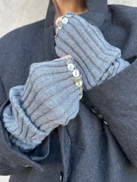 Image 6 of  Merino Wool Hand Warmers with Mother-of-Pearl Buttons grey 