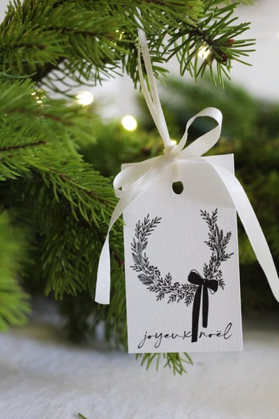 Image of Etiquette cadeau Noël couronne 