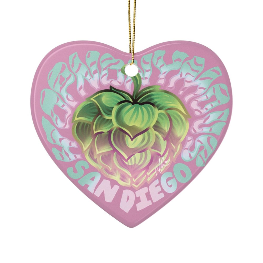 Image of Hopnonymous Hops Heart Ceramic Ornament