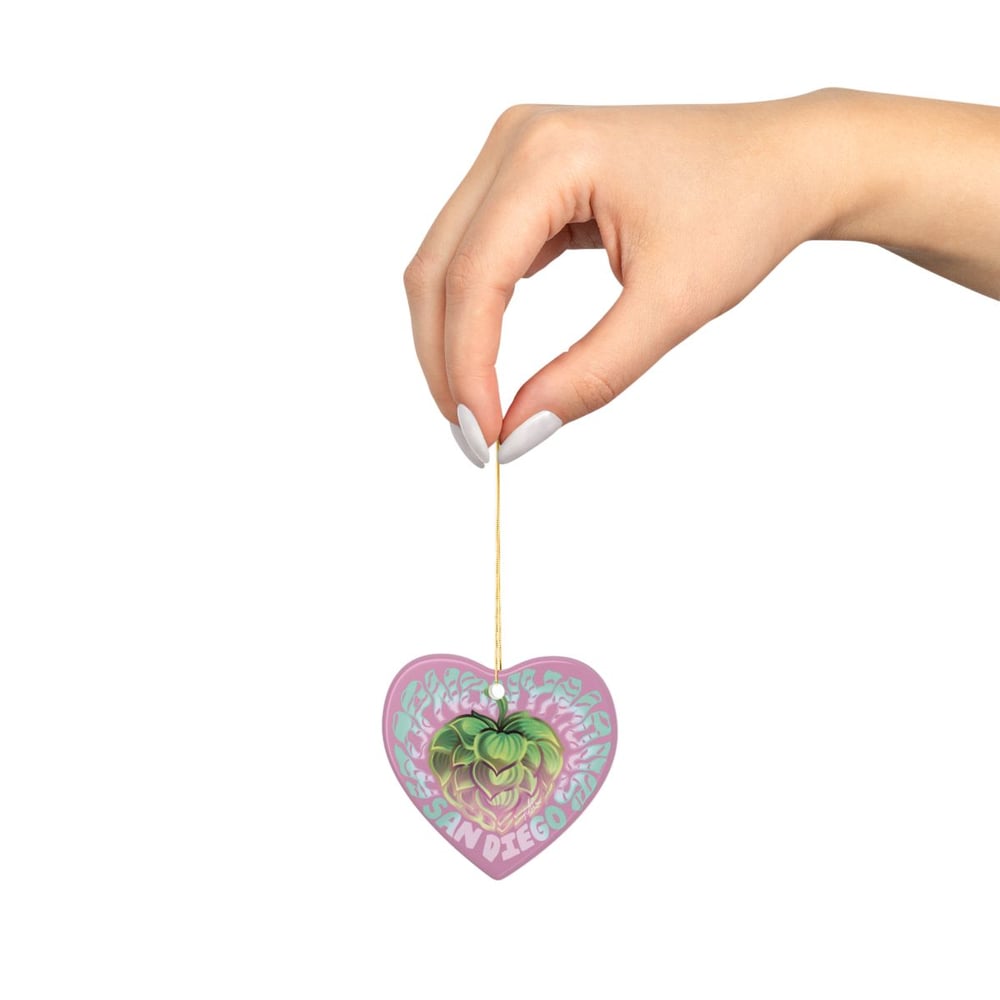 Image of Hopnonymous Hops Heart Ceramic Ornament