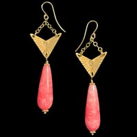 MOON RAY Earring x Pink Rhodochrosite Jade