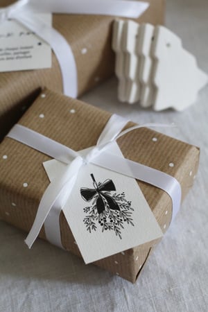 Image of Etiquette cadeau Noël bouquet de gui