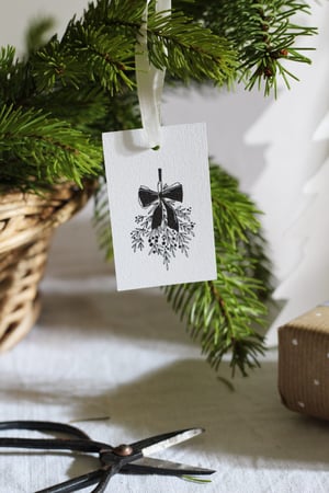 Image of Etiquette cadeau Noël bouquet de gui