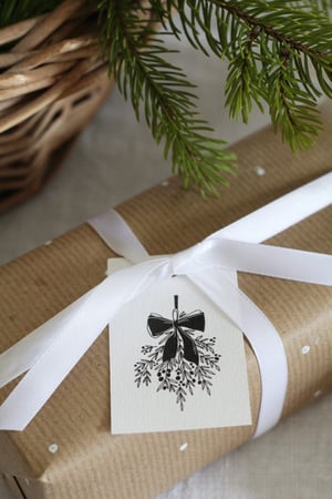 Image of Etiquette cadeau Noël bouquet de gui