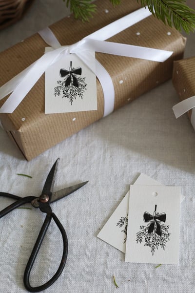 Image of Etiquette cadeau Noël bouquet de gui