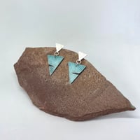 Image 2 of Blue Seascape Triangle Drop-Stud Earrings