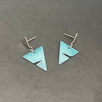 Image 1 of Blue Seascape Triangle Drop-Stud Earrings