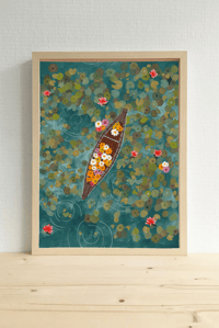 Affiche Lotus et Barque en fleurs