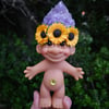 MADE TO ORDER: Amethyst Troll with Sunflower Crown 6"