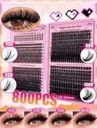 Image 2 of KIT EXTENSION DE CILS - 800pcs Grappe de faux cils, longueur mixte 30P 40P 60P 80P 100P 