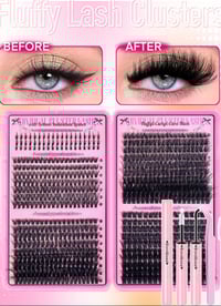 Image 7 of KIT EXTENSION DE CILS - 800pcs Grappe de faux cils, longueur mixte 30P 40P 60P 80P 100P 