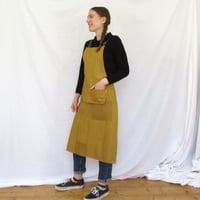 Image 7 of One-of-a-kind Apron, Ochre Denim Patchwork. For Artists, Makers & Gardeners Zero WasteNo16:6