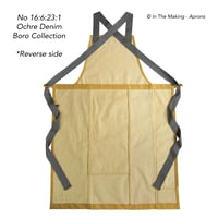 Image 2 of One-of-a-kind Apron, Ochre Denim Patchwork. For Artists, Makers & Gardeners Zero WasteNo16:6