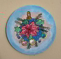 Mixed Media Christmas Ornament Poinsettia Painting