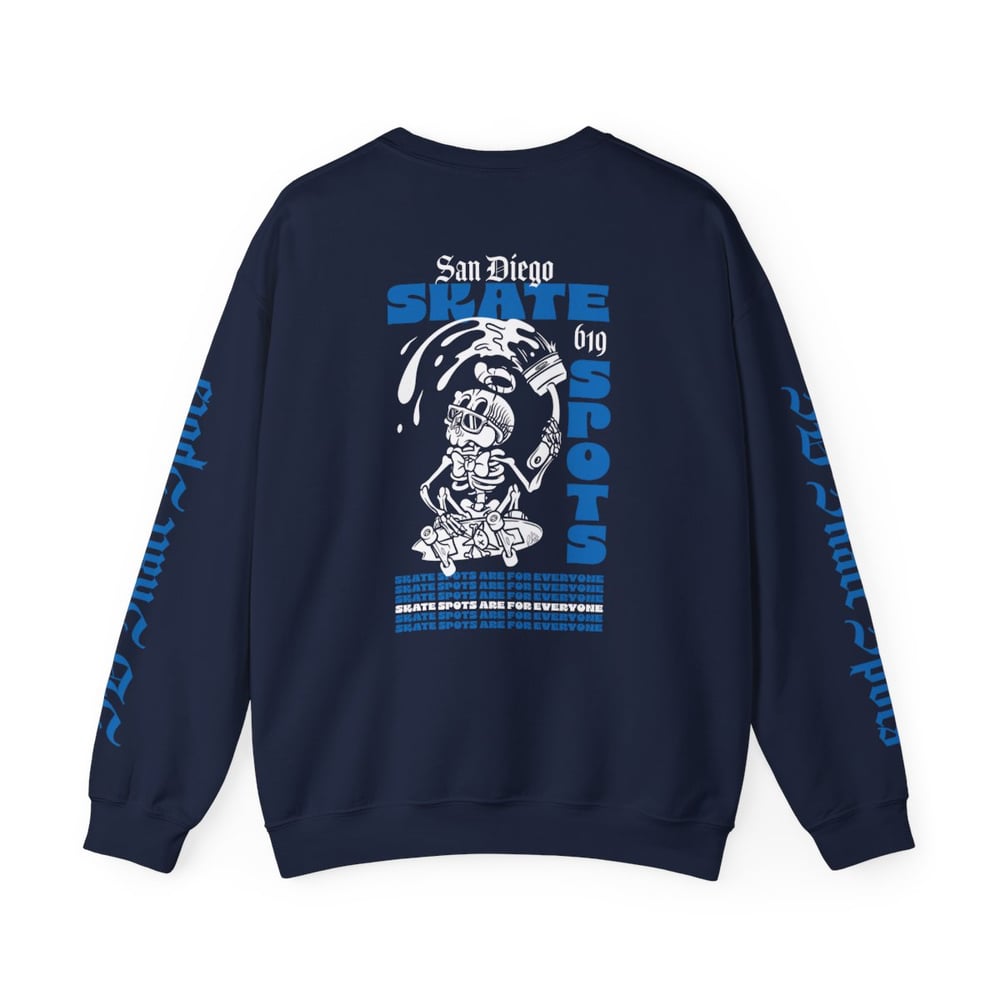 Image of San Diego Skate Spots Painting Skeleton Graphic Crewneck Sweatshirt