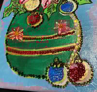 Image 2 of Mixed Media Ornament Poinsettia Painting 10 by 8