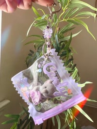 Image 1 of Baby Elephant Purple Candy Bag Beaded Keychain