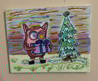 Mixed Media Painting Monster loves Christmas
