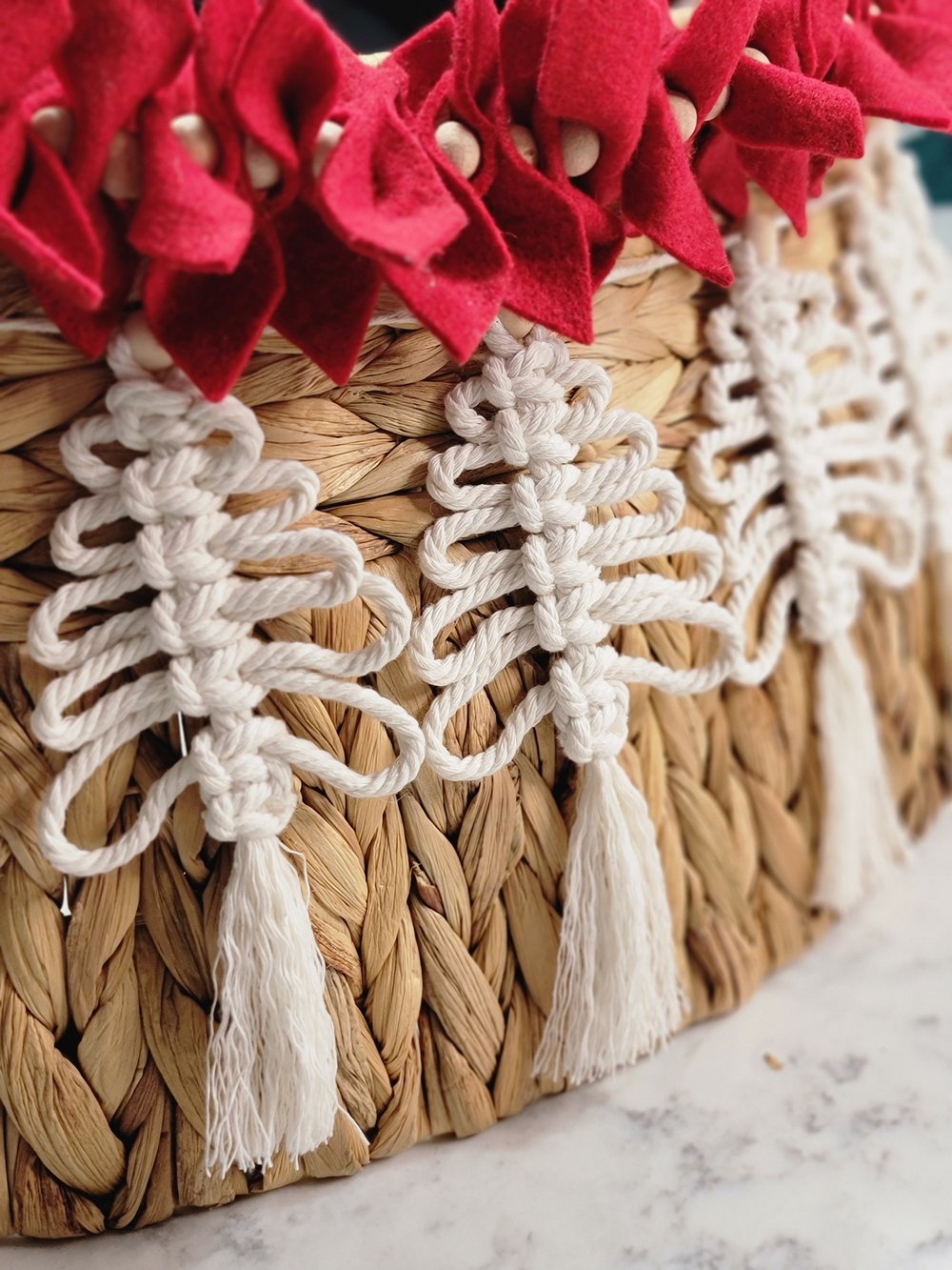 Image of Christmas Garland - Set of Seven Macrame Trees