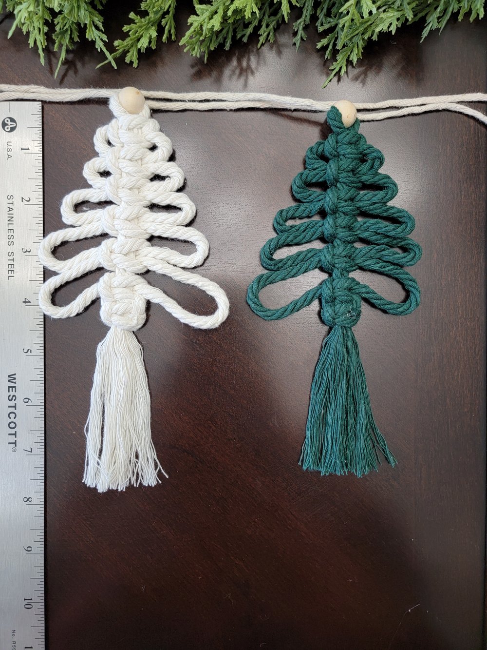 Image of Christmas Garland - Set of Seven Macrame Trees