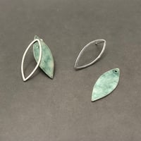 Image 3 of Blue-Green Leaf Stud Earrings