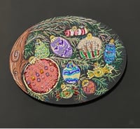 Christmas Tree with Ornaments mixed media painting