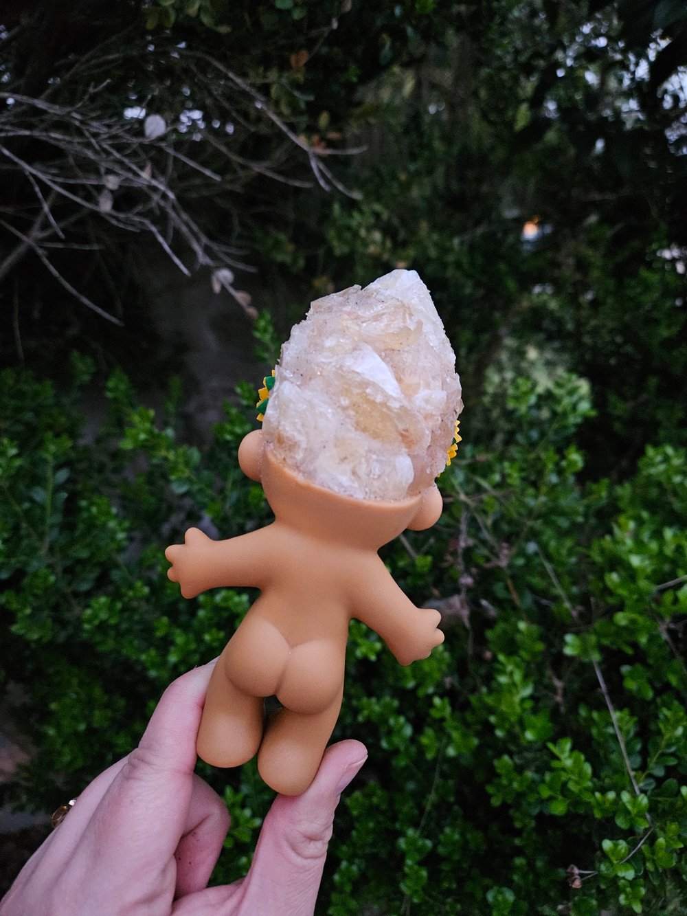 MADE TO ORDER: Citrine Golden Amethyst Troll with Sunflower Crown Adult 6"