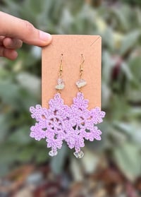 Image 2 of Purple Snowflake Earrings