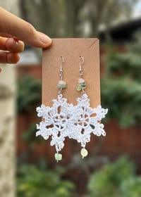 Image 2 of White Snowflake Earrings