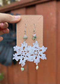 Image 4 of White Snowflake Earrings