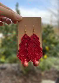 Image 1 of Red Christmas Tree Earrings