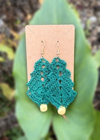 Image 3 of Green Christmas Tree Earrings