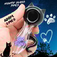 Image 1 of Black Cat Glass Tobacco Smoking Pipe 