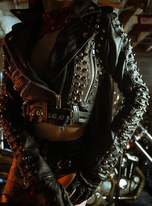Image of Toxic Vision All Black Everything studded leather biker jacket CUSTOM SIZE/BACKPATCH