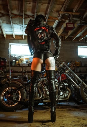 Image of Toxic Vision All Black Everything studded leather biker jacket CUSTOM SIZE/BACKPATCH