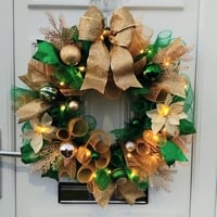 Image 2 of Elegant Green & Gold Christmas Wreath, Green & Gold Christmas Door/Wall  Decoration