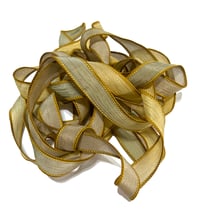 Image 1 of 1PC. SWAMP GAS 42" hand dyed wrist wrap bracelet silk ribbon//Yoga wrist wrap bracelet ribbon