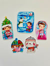 Snowy Christmas - 5 die cut vinyl stickers