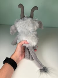 Image 4 of Weighted Happy Monster w/ Tail -  Silver Gray