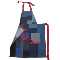 Image 7 of One-of-A-Kind Denim Patchwork Apron with Red Ties. Boro Collection 16:7:1