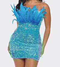 Image 1 of Feather Sequin Mini Dress
